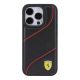 3. Ferrari Perforated Waves Metal Logo Hülle für iPhone 15 Pro – Schwarz