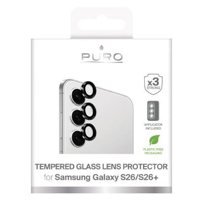 2. Puro-Schutzglas für die Rückkamera des Samsung Galaxy S26/S26 Plus – mit schwarzem Rahmen