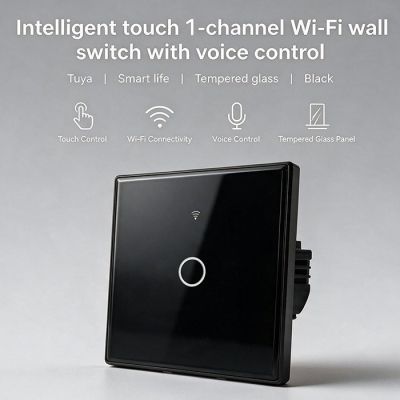 13. QOLTEC LICHT-EIN/AUS-SCHALTER | 1-KANAL-BERÜHRUNG | WLAN | TIMER | TUYA | SCHWARZ