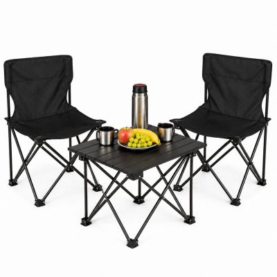 29. Faltbares Touristen-Set 3-in-1 Tisch und 2 Stühle Schwarz Enero Camp