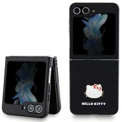 Hello Kitty Metal Logo Kitty Head Hülle für Samsung Galaxy Z Flip 5 – Schwarz