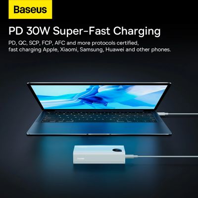 11. Baseus Adaman2 Powerbank mit Digitalanzeige 2x USB-A / 1x USB-C 10000mAh 30W - Weiß