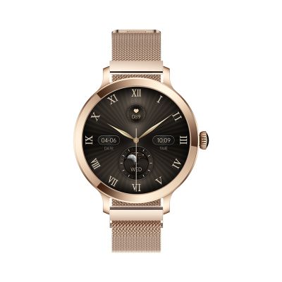 10. VELTORI VT340-1 Damen-Smartwatch, Goldarmband + rosa Silikonarmband