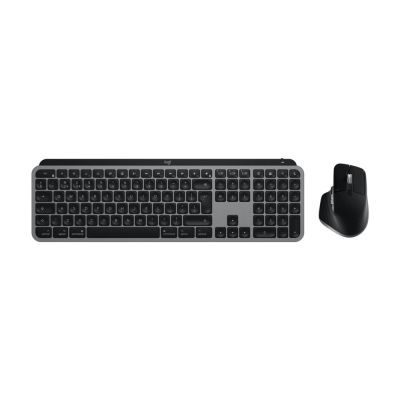 Logitech Master MX Keys S Combo für Mac (Tastatur und Maus inklusive), Heim-/Büro-Kombination, kabellos (RF) + Bluetooth, QWERTZ-Tastatur (American International), Aluminium, Schwarz