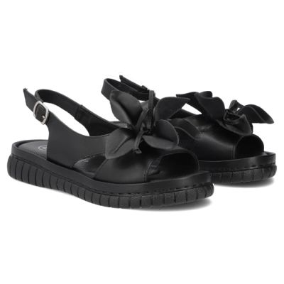 4. Schwarze Keilsandalen aus Leder für Damen, Filippo DS6965