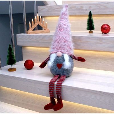 6. Frau Gnome mit flauschigem Hut, 45 + 36 cm