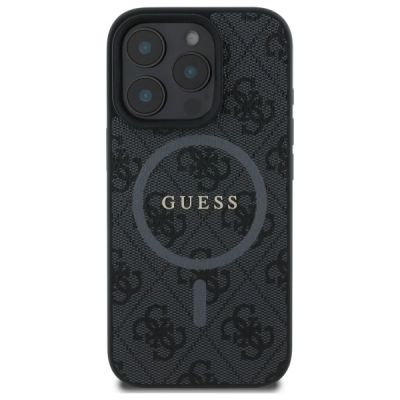 3. Guess 4G Ring Classic Logo MagSafe-Hülle für iPhone 16 Pro Max – Schwarz