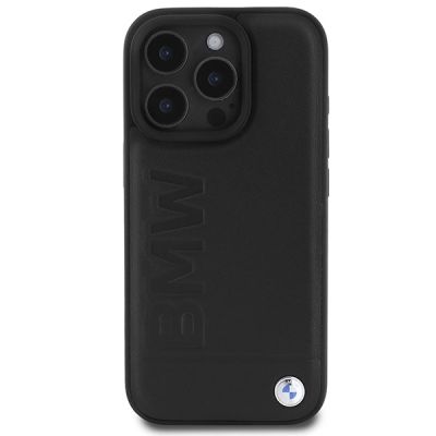 3. BMW Leder Hot Stamp Hülle für iPhone 16 Pro Max – schwarz