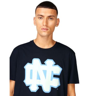 6. Mitchell & Ness NCAA University Of North Carolina Großes Logo-T-Shirt M BMTRINTL1272-UNCNAVY