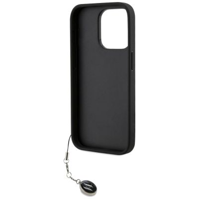 7. Karl Lagerfeld Saffiano Rhinestones & Charm Hülle für iPhone 15 Pro Max – Schwarz
