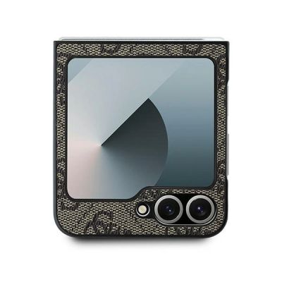 3. Guess Leder 4G Metall-Logo-Hülle für Samsung Galaxy Z Flip 6 – braun