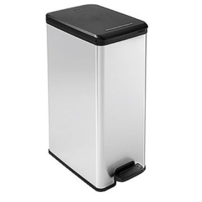 2. Curver Slim Abfalleimer 40L Quadratisch Kunststoff Schwarz, Silber