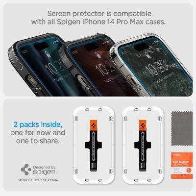 15. Spigen Glas.tR EZ Fit gehärtetes Glas für iPhone 14 Pro Max - 2 Stk.