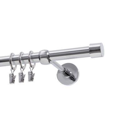 Einläufige Gardinenstange Ø 19 mm Chrom 160 cm LUNA mit Ringen KOWALSKI