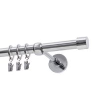 Einläufige Gardinenstange Ø 19 mm Chrom 160 cm LUNA mit Ringen KOWALSKI