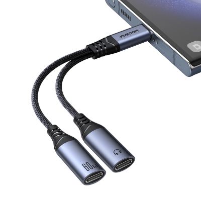 8. Joyroom SY-C03 USB-C auf 2x USB-C 2in1 DAC-Adapter – Schwarz