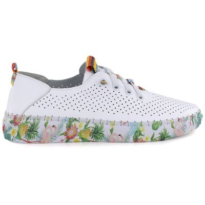 2. Weiße Damen-Lederschuhe mit Lochmuster, Artiker 58C0597