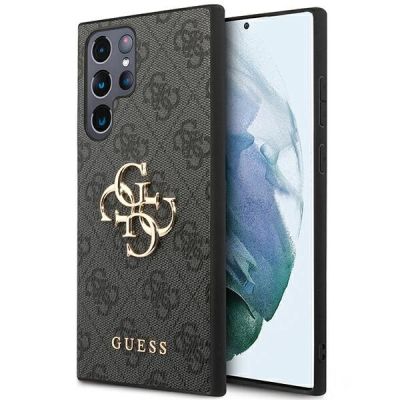 Guess 4G Big Metal Logo Hülle für Samsung Galaxy S24 Ultra - Schwarz