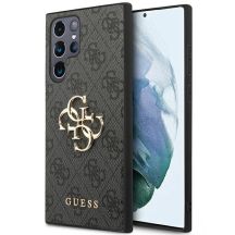 Guess 4G Big Metal Logo Hülle für Samsung Galaxy S24 Ultra - Schwarz