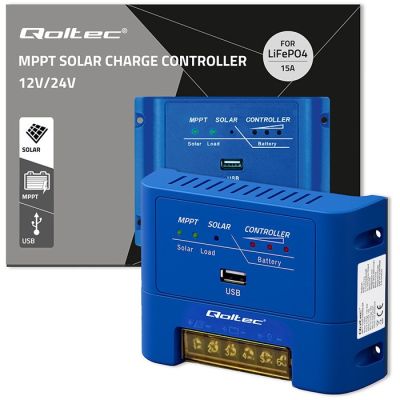 8. QOLTEC MPPT 15A Laderegler zur Stromversorgung von Gleichstromempfängern und zum Laden von 12V/24V-Akkus | LiFePO4