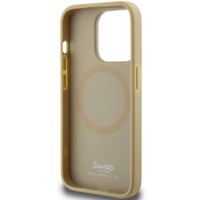 7. Hello Kitty Kitty Head MagSafe-Hülle aus Leder für iPhone 15 Pro Max – Gold