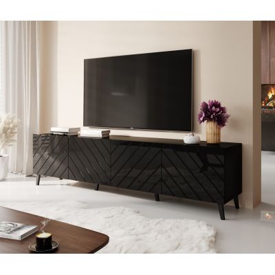 3. ABETO TV-Schrank 200x42x52 schwarz/glänzend schwarz