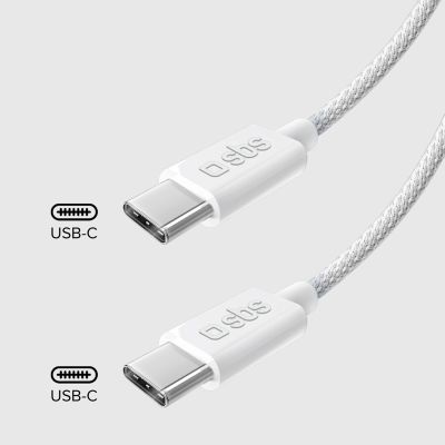 10. SBS TECABLETISSUETCCG USB-C – USB-C-Kabel 1,5 m 60 W geflochten – grau