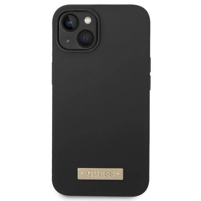 3. Guess GUHMP14MSBPLK iPhone 14 Plus 6,7" czarny/black hard case Silicone Logo Plate MagSafe