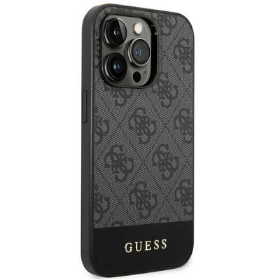 4. Guess GUHCP14LG4GLGR iPhone 14 Pro 6,1" szary/grey hard case 4G Stripe Collection