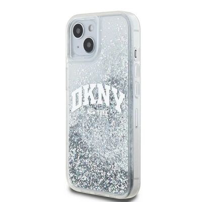 2. DKNY Liquid Glitter Big Logo Hülle für iPhone 15 / 14 / 13 – Weiß