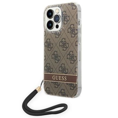 Guess GUOHCP14LH4STW iPhone 14 Pro 6.1 "braun / braun Hardcase 4G Print Strap