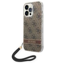 Guess GUOHCP14LH4STW iPhone 14 Pro 6.1 "braun / braun Hardcase 4G Print Strap