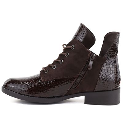 3. Damen-Ankle-Boots aus Lackleder, braun, Vinceza HX27-16524