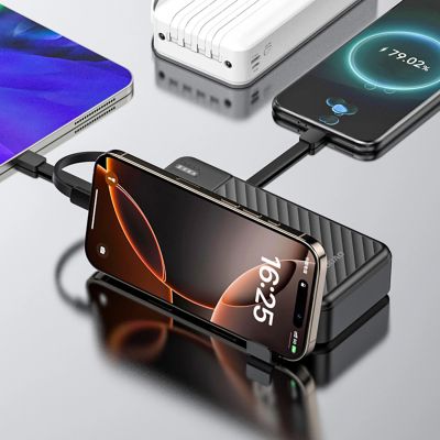 6. Dudao K11 Pro 20000mAh Powerbank mit integrierten Kabeln - Schwarz