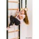 6. GYMNASTIK-Sprossenwand BENCHK mit verstellbarer Klimmzugstange aus Buchenholz und Gymnastikzubehör 711B A076