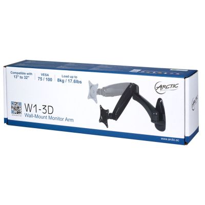 7. Arctic W1-3D Monitor-Wandhalterung mit Gasdruckfeder, 8 kg – 33 cm (13") – 81,3 cm (32") – 75 x 75 mm – 100 x 100 mm
