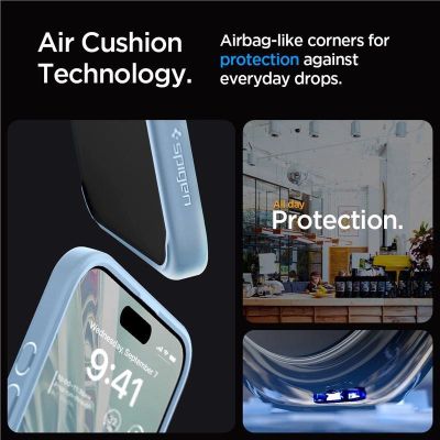 6. Spigen Crystal Hybrid-Hülle für iPhone 15 Pro Max – transparent und blau