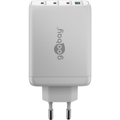 2. Goobay 65556 Handy-Ladegerät für Laptop und Smartphone, Weiß, AC-Schnellladefunktion, intern