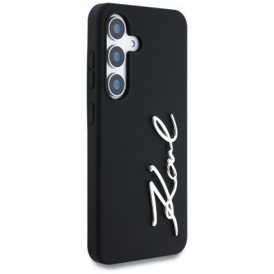 4. Karl Lagerfeld Silikon Metall Signature Logo Samsung Galaxy S25 Hülle schwarz