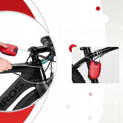 10. Rockbros 32420981001 Fahrradschloss mit einziehbarem Kabel – Rot