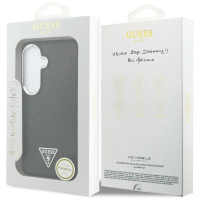 8. Guess Fixed Glitter Triangle MagSafe Hülle für Samsung Galaxy S26 - Schwarz