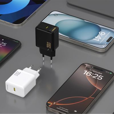 5. Dudao A26LEU PD 20W GaN USB-C Wandladegerät mit USB-C-auf- Lightning Kabel – Schwarz