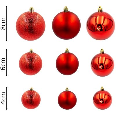 10. DEKORATIVE KUNSTSTOFF-KUGELN BRUCHSICHER 46 STÜCK ROT MICA