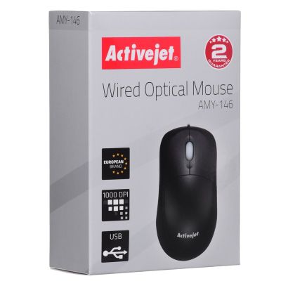 4. Activejet AMY-146 Kabelgebundene Maus (Optisch; 1000 DPI; Schwarz)