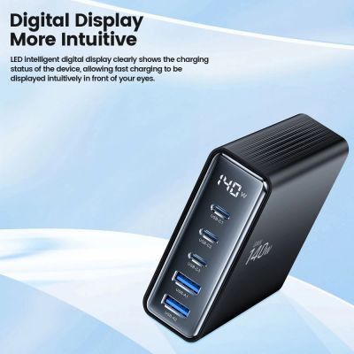 5. Tech-Protect DC140W-GAN 5-PORT PD140W/QC3.0 Ladestation – Schwarz