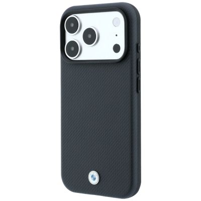 2. BMW Kevlar-Metall-Logo MagSafe Hülle für iPhone 18 Pro Max / 17 Pro Max – Dunkelgrau