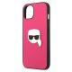 6. Karl Lagerfeld Leder Ikonik Karl's Head Metallhülle für iPhone 13 mini - Rosa