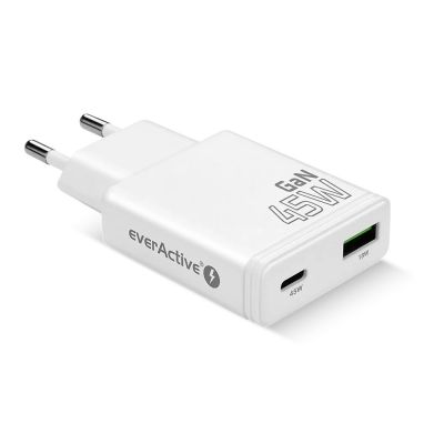 2. EVERACTIVE GAN Wandladegerät 1 x USB, 1 x USB-C Schnellladefunktion 3.0 45W Weiß SC-460Q