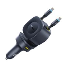 Baseus PrimeTrip VR2 Max 60W Kfz-Ladegerät mit einziehbarem USB-C-Kabel – Schwarz