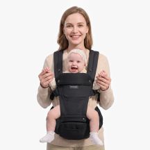 Momcozy Hüftsitz-Babytrage Schwarz Medium | Hüftsitz | Ergonomisch, Schwarz, Größe M